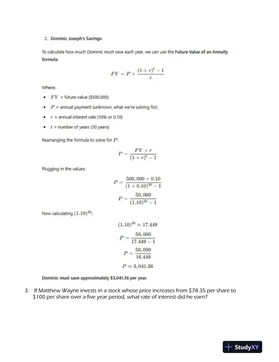 Finance 301 Time Value of Money and Investment Calculations: A Financial Analysis Assignment, page 4