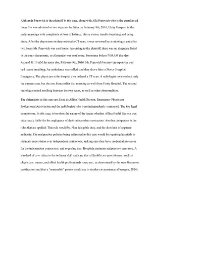 Final Project Milestone One Malpractice Case - Page 2 preview image