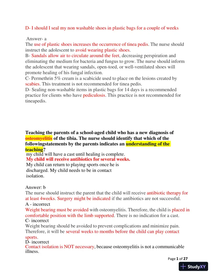 2023-2024 ATI Peds Proctored Final Exam with Answers (60 Solved Questions), page 11