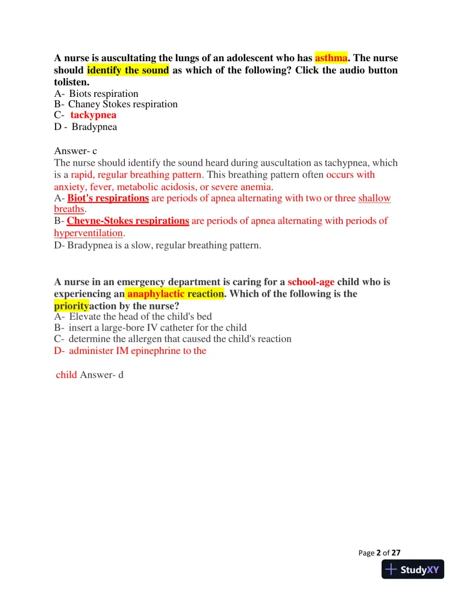2023-2024 ATI Peds Proctored Final Exam with Answers (60 Solved Questions), page 12