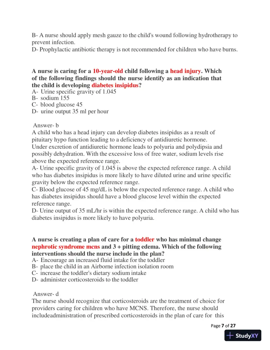 2023-2024 ATI Peds Proctored Final Exam with Answers (60 Solved Questions), page 17