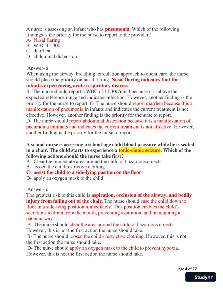 2023-2024 ATI Peds Proctored Final Exam with Answers (60 Solved Questions), page 5