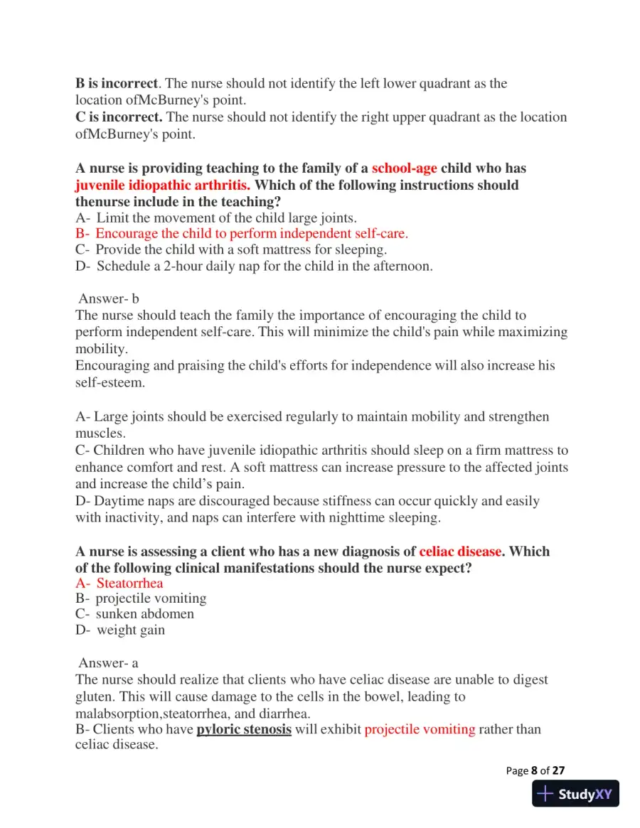 2023-2024 ATI Peds Proctored Final Exam with Answers (60 Solved Questions), page 9