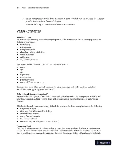 Small Business Management, Sixth Canadian Edition Solution Manual - Page 14 preview image