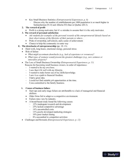 Small Business Management, Sixth Canadian Edition Solution Manual - Page 9 preview image