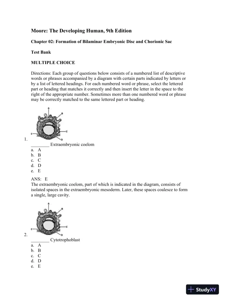 The Developing Human: Clinically Oriented Embryology, 9th Edition Test Bank, page 12