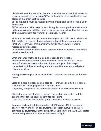 Neuroscience Pharmacology Practice Exam With Answers (106 Solved Questions) - Page 3 preview image