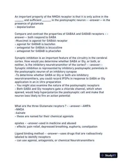 Neuroscience Pharmacology Practice Exam With Answers (106 Solved Questions) - Page 4 preview image