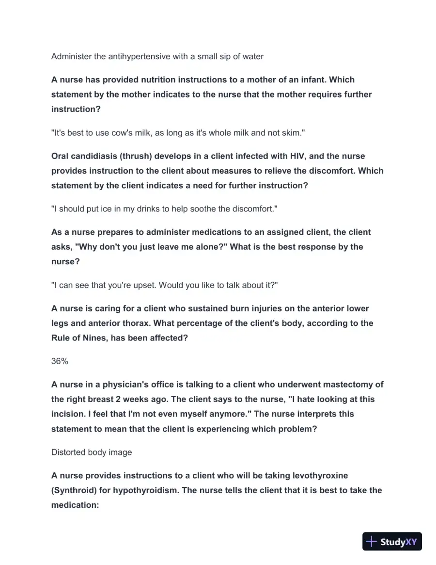 2024-2025 NCLEX Review Study Guide 4 with Answers (52 Solved Questions), page 4