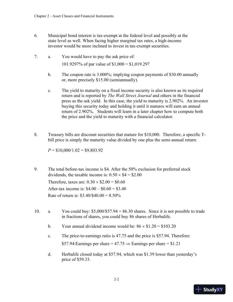 Solution Manual For Investments, 12th Edition, page 9