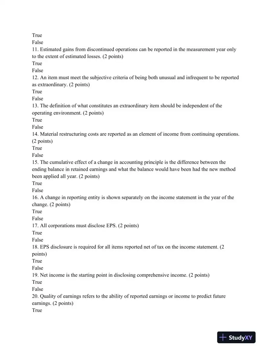 ACCT 304 Week 8 Final Exam: Financial Reporting And Income Analysis, page 3