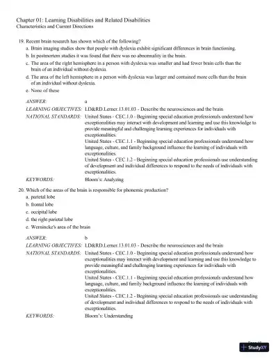 Test Bank For Learning Disabilities and Related Disabilities: Strategies for Success 13th Edition Test Bank - Page 11 preview image