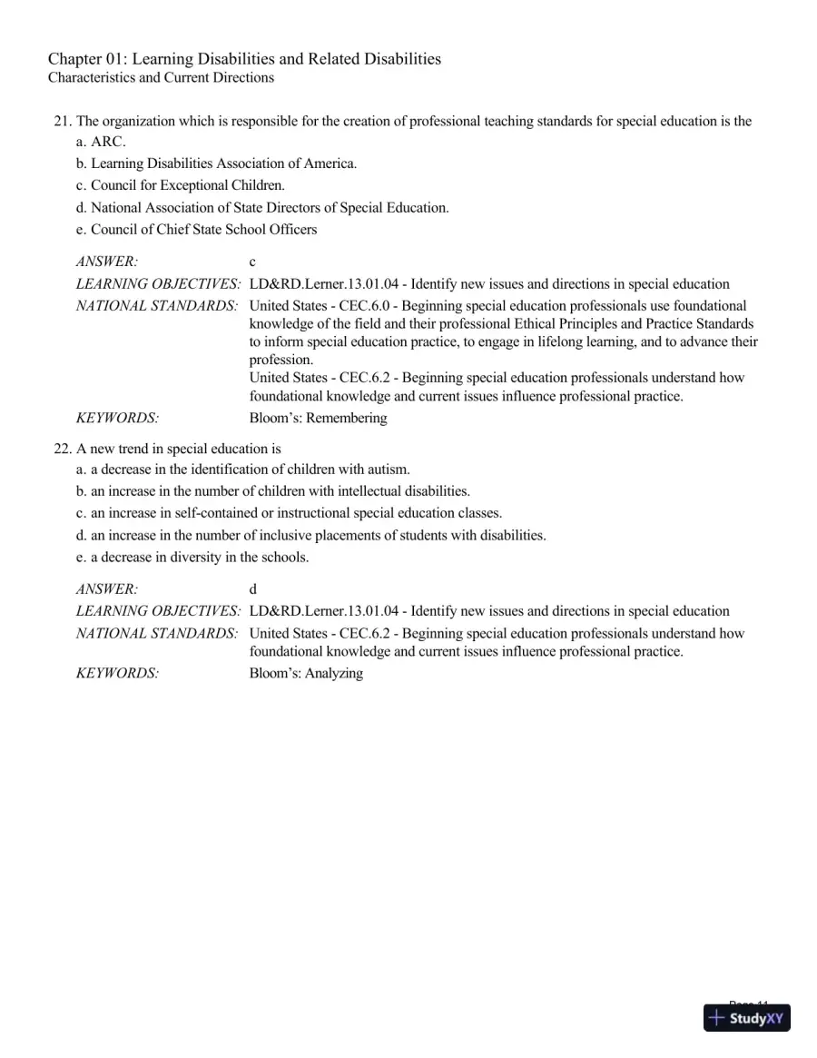 Test Bank For Learning Disabilities and Related Disabilities: Strategies for Success 13th Edition Test Bank, page 12