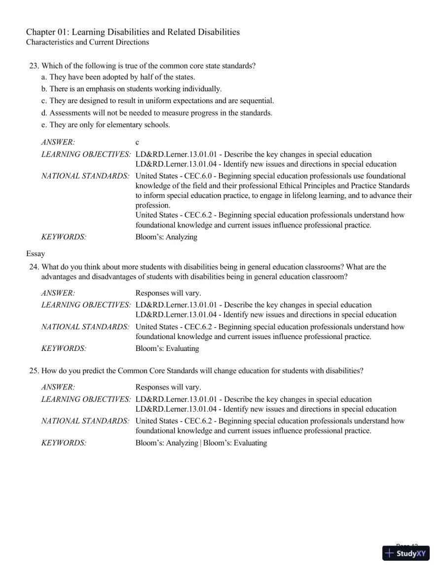 Test Bank For Learning Disabilities and Related Disabilities: Strategies for Success 13th Edition Test Bank, page 13