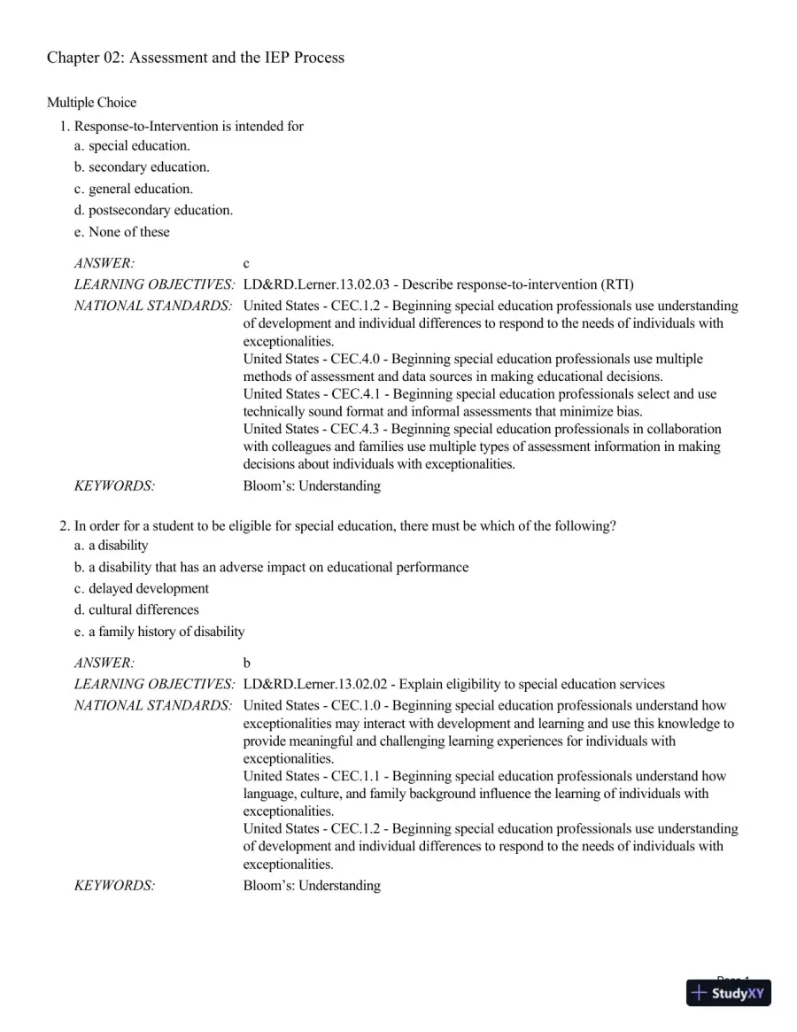 Test Bank For Learning Disabilities and Related Disabilities: Strategies for Success 13th Edition Test Bank, page 15