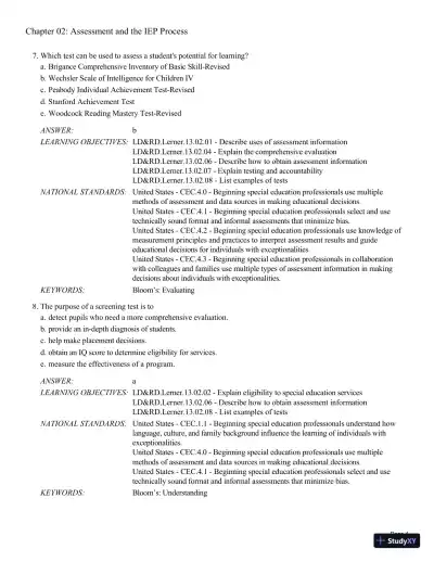 Test Bank For Learning Disabilities and Related Disabilities: Strategies for Success 13th Edition Test Bank - Page 18 preview image