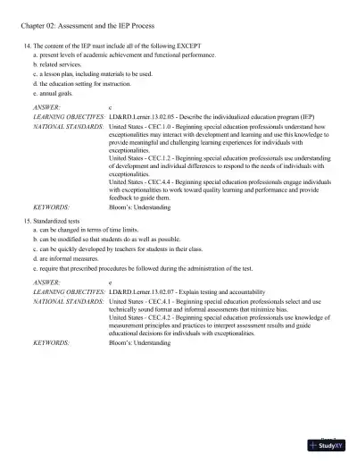 Test Bank For Learning Disabilities and Related Disabilities: Strategies for Success 13th Edition Test Bank - Page 21 preview image