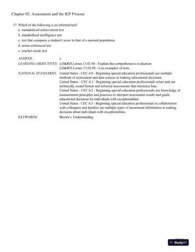 Test Bank For Learning Disabilities and Related Disabilities: Strategies for Success 13th Edition Test Bank - Page 23 preview image