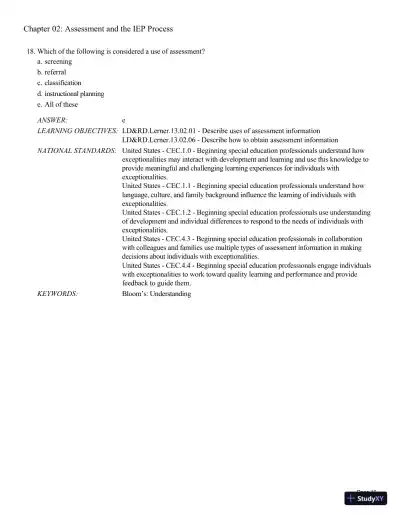 Test Bank For Learning Disabilities and Related Disabilities: Strategies for Success 13th Edition Test Bank - Page 24 preview image