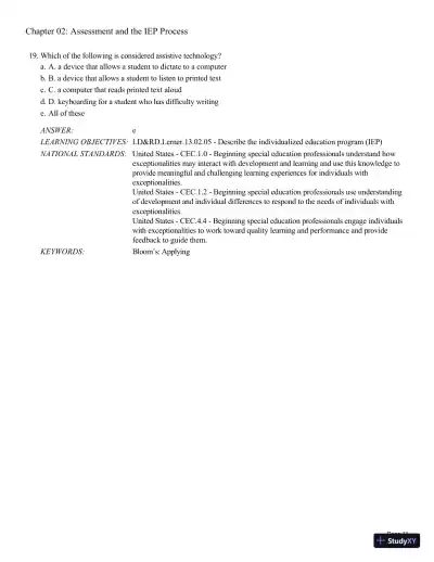 Test Bank For Learning Disabilities and Related Disabilities: Strategies for Success 13th Edition Test Bank - Page 25 preview image