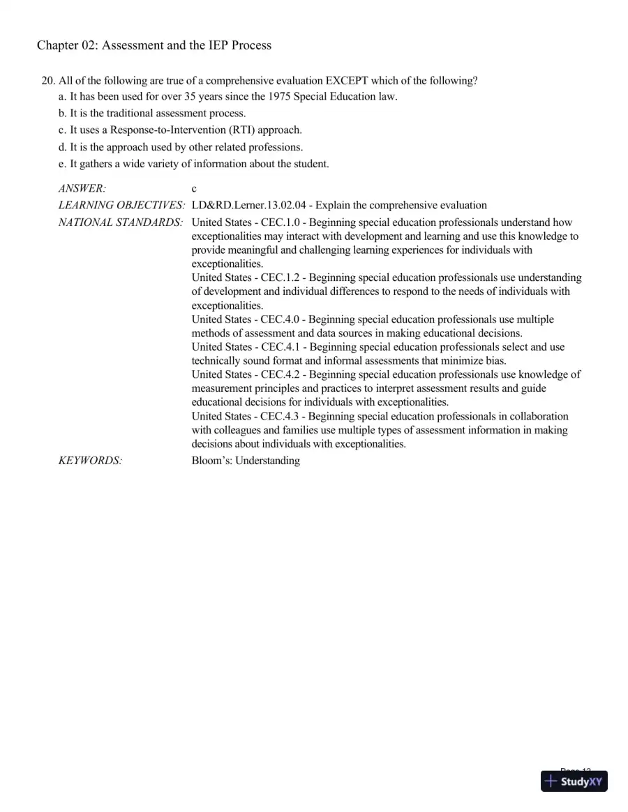 Test Bank For Learning Disabilities and Related Disabilities: Strategies for Success 13th Edition Test Bank, page 26
