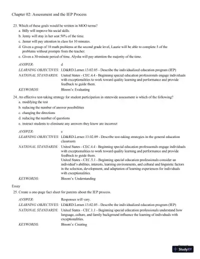Test Bank For Learning Disabilities and Related Disabilities: Strategies for Success 13th Edition Test Bank - Page 28 preview image