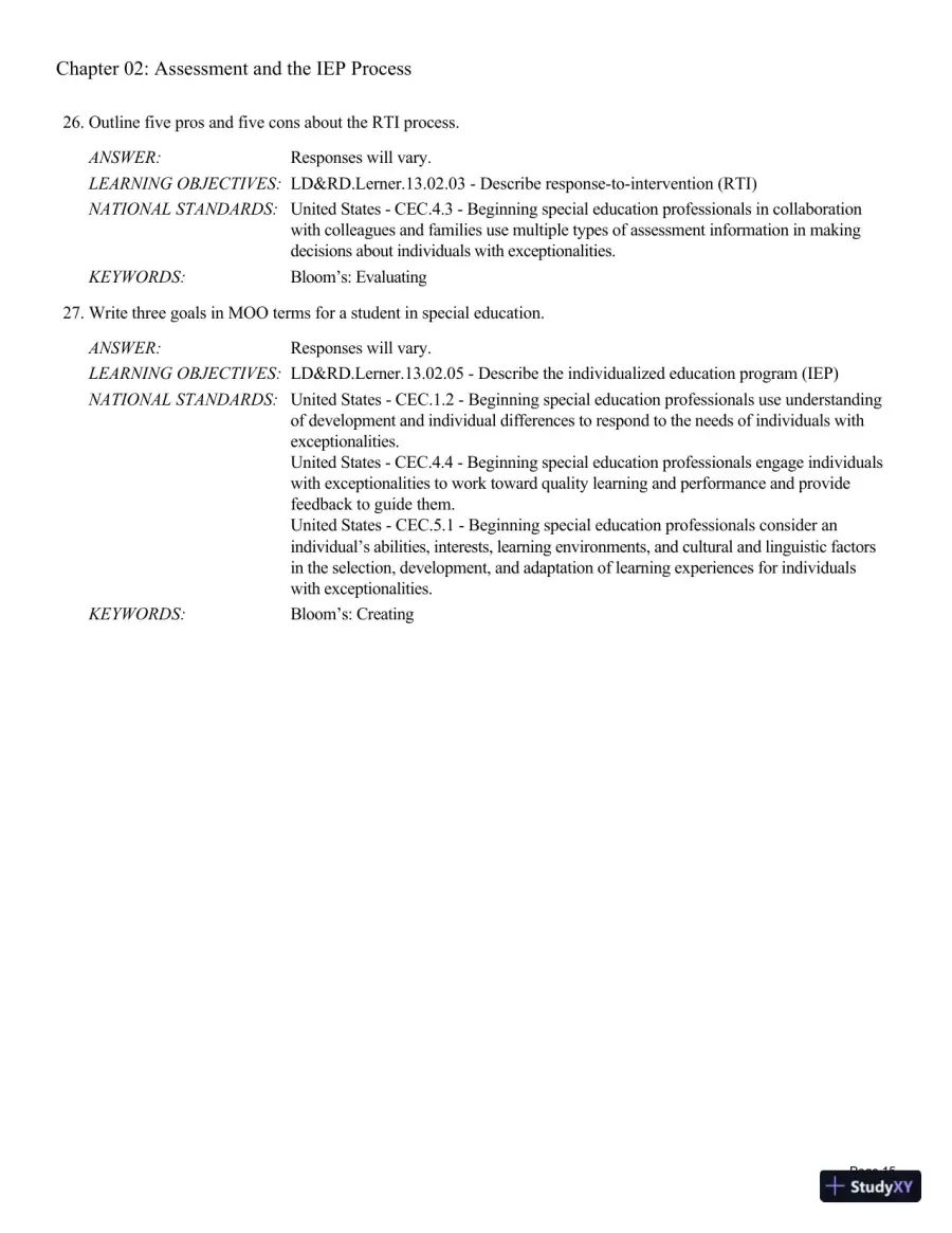 Test Bank For Learning Disabilities and Related Disabilities: Strategies for Success 13th Edition Test Bank, page 29