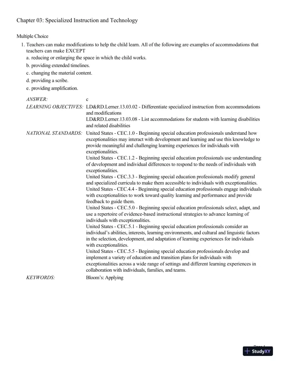 Test Bank For Learning Disabilities and Related Disabilities: Strategies for Success 13th Edition Test Bank, page 30
