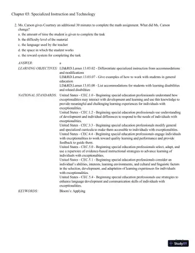 Test Bank For Learning Disabilities and Related Disabilities: Strategies for Success 13th Edition Test Bank - Page 31 preview image