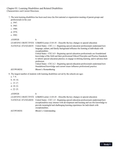 Test Bank For Learning Disabilities and Related Disabilities: Strategies for Success 13th Edition Test Bank - Page 5 preview image