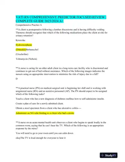 2019 ATI Nutrition Proctored Exam with Answers (62 Solved Questions) - Page 1 preview image