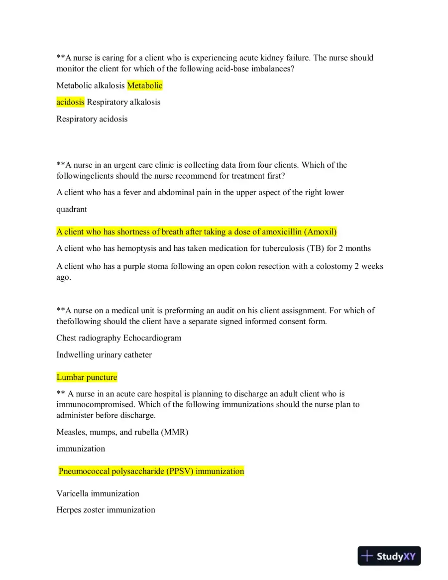2019 ATI Nutrition Proctored Exam with Answers (62 Solved Questions), page 11