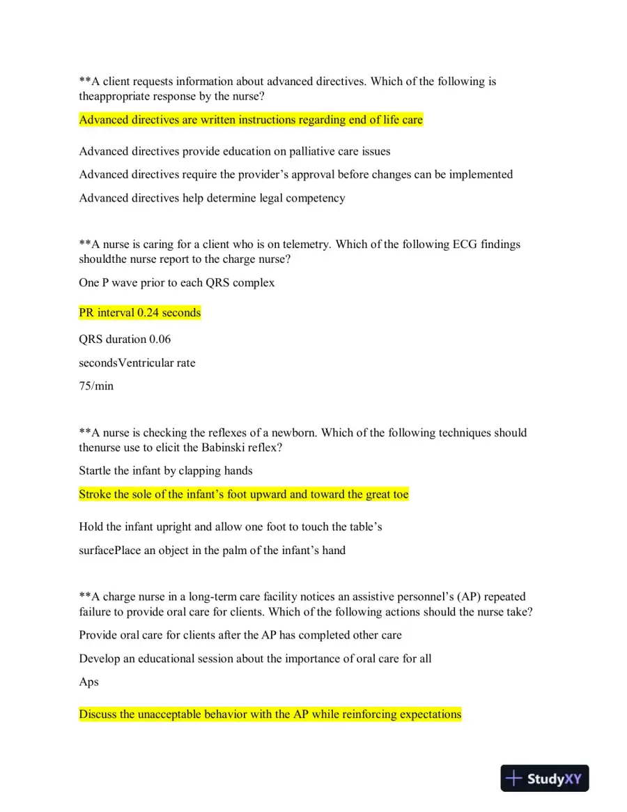 2019 ATI Nutrition Proctored Exam with Answers (62 Solved Questions), page 4