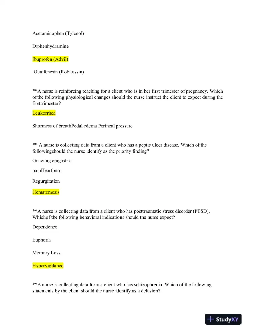 2019 ATI Nutrition Proctored Exam with Answers (62 Solved Questions), page 6