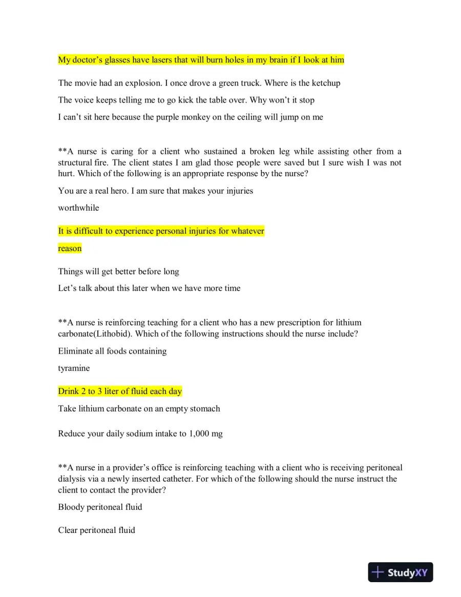 2019 ATI Nutrition Proctored Exam with Answers (62 Solved Questions), page 7