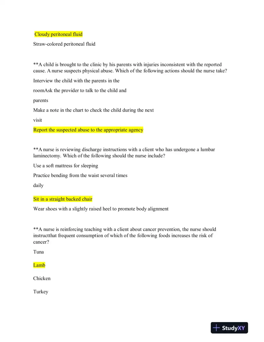 2019 ATI Nutrition Proctored Exam with Answers (62 Solved Questions), page 8