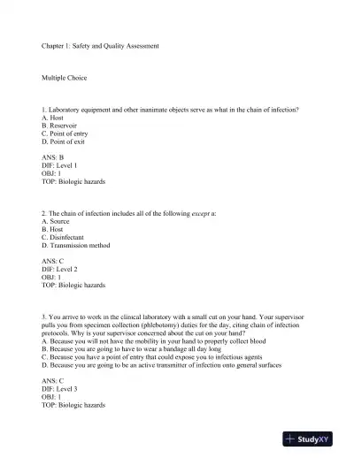 Urinalysis and Body Fluids 6th Edition Test Bank - Page 1 preview image