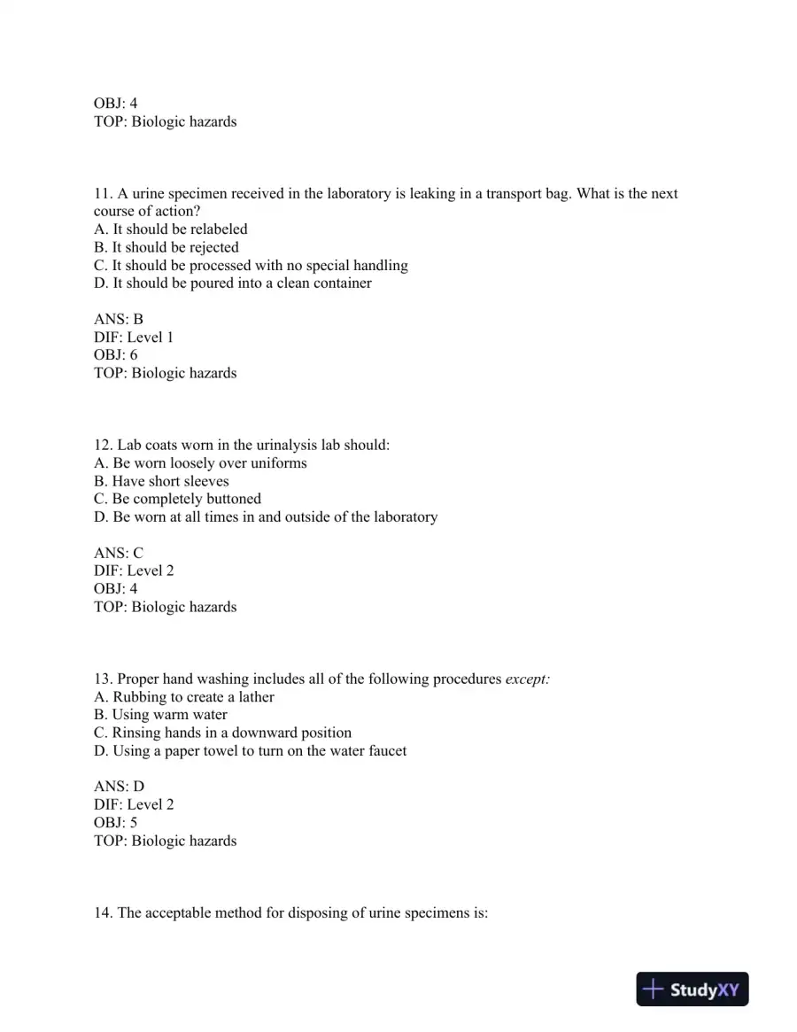 Urinalysis and Body Fluids 6th Edition Test Bank, page 5