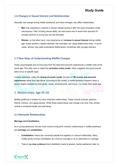 Developmental Psychology - Psychosocial Development Age 45–65 - Page 3 preview image