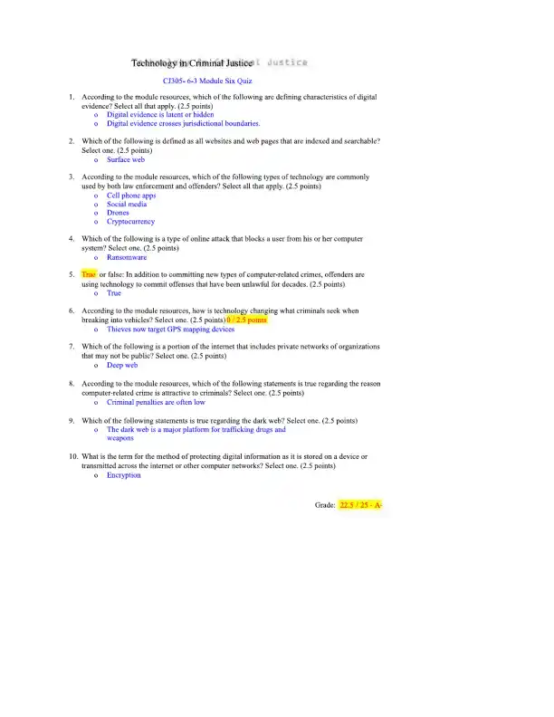 Technology in Criminal Justice - Page 1 preview image
