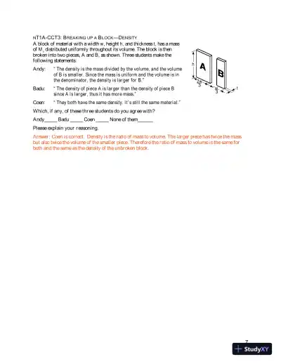 Solution Manual for Newtonian Tasks Inspired by Physics Education Research: nTIPERs, 1st Edition - Page 9 preview image