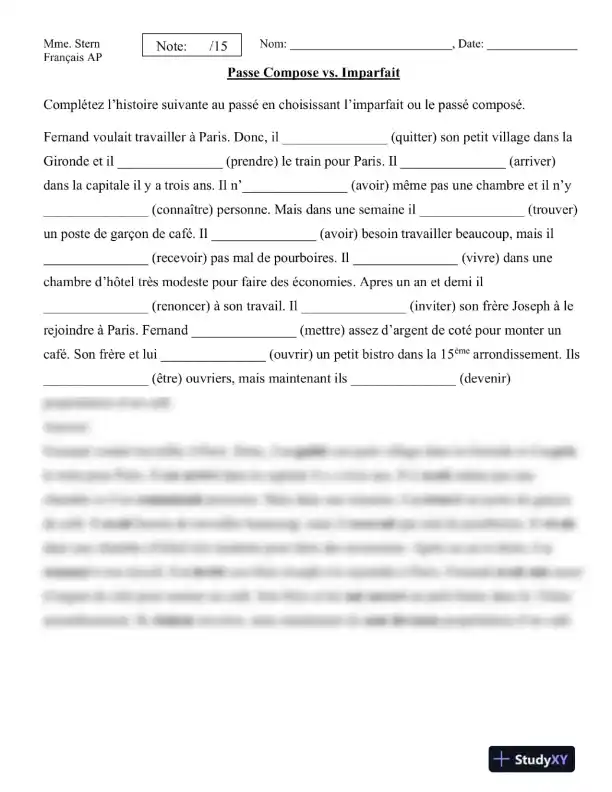 Passe Compose vs. Imparfait - Page 1 preview image