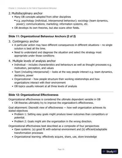 Lecture Notes for Canadian Organizational Behaviour, 10th Edition - Page 10 preview image