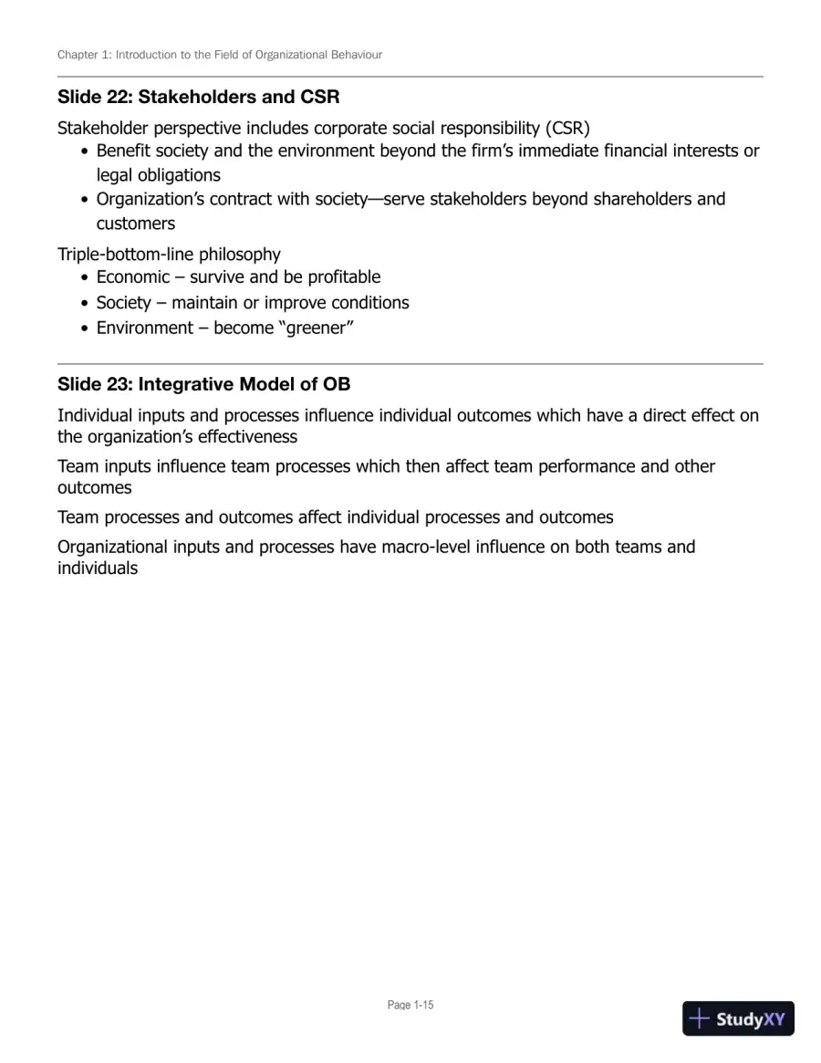 Lecture Notes for Canadian Organizational Behaviour, 10th Edition, page 16