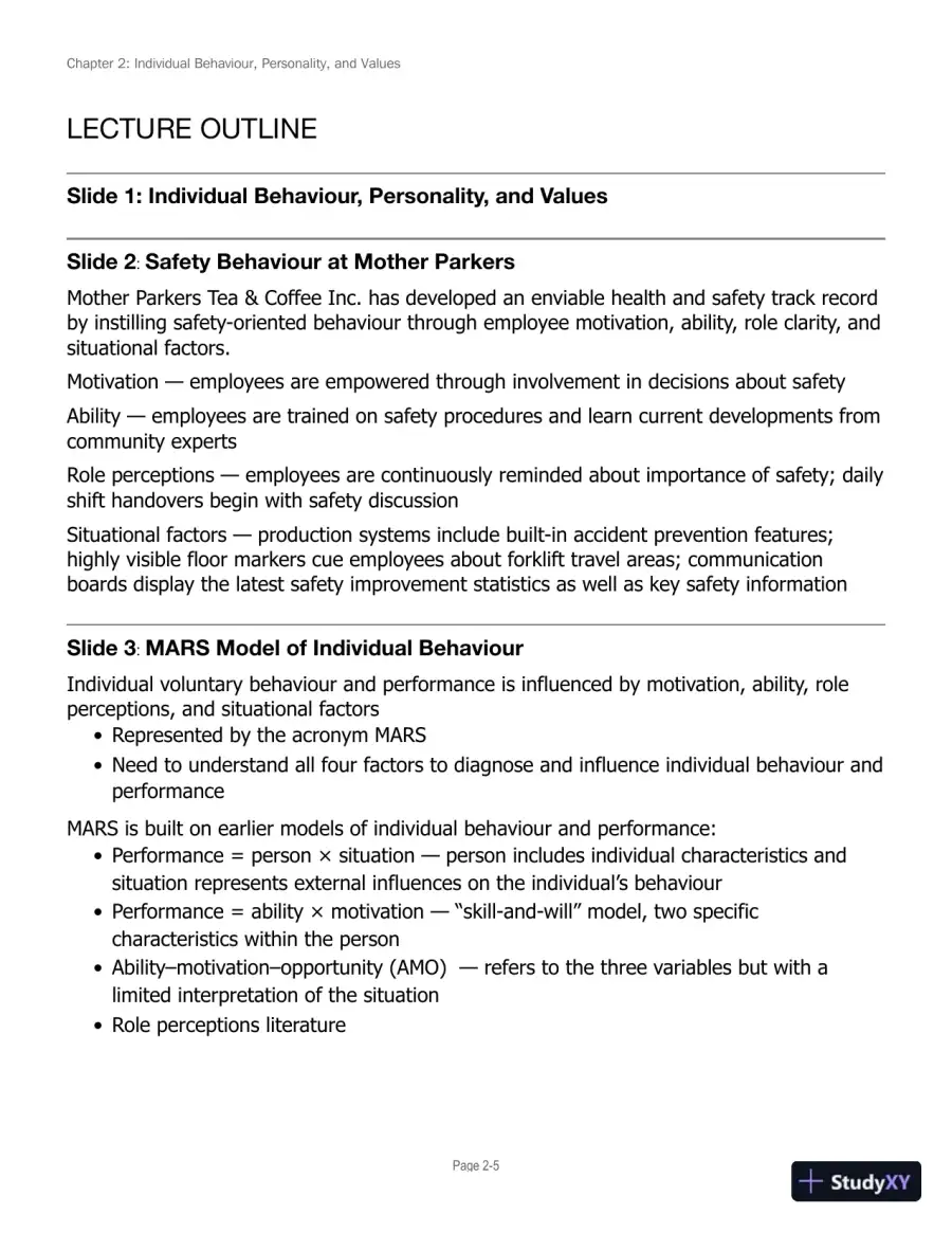 Lecture Notes for Canadian Organizational Behaviour, 10th Edition, page 21