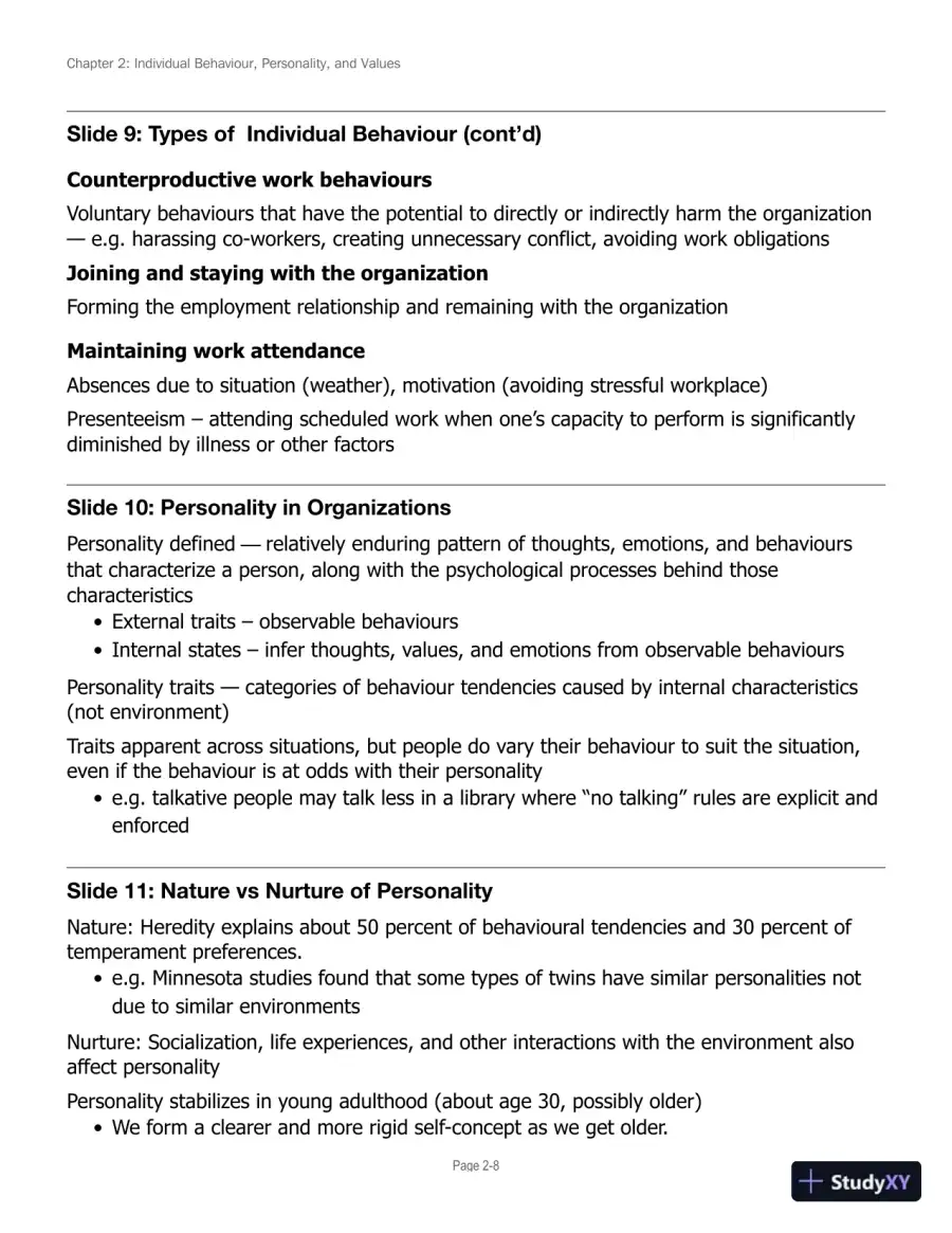 Lecture Notes for Canadian Organizational Behaviour, 10th Edition, page 24