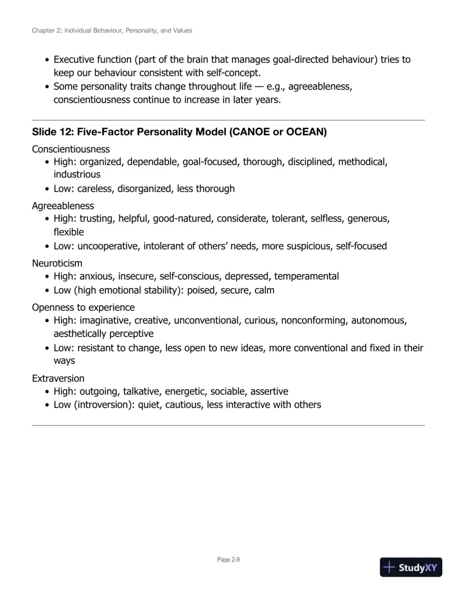 Lecture Notes for Canadian Organizational Behaviour, 10th Edition, page 25