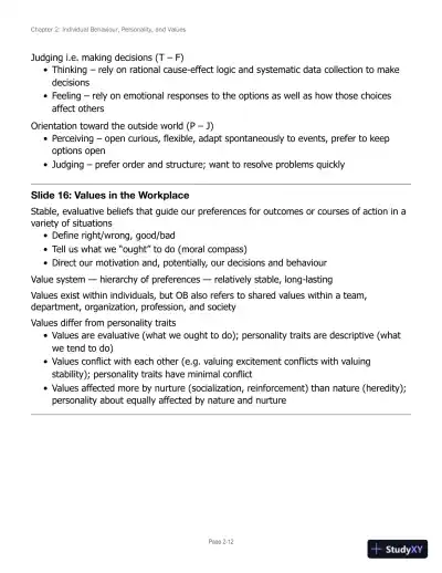 Lecture Notes for Canadian Organizational Behaviour, 10th Edition - Page 28 preview image