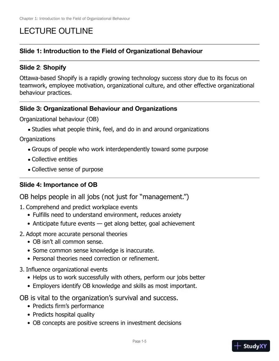 Lecture Notes for Canadian Organizational Behaviour, 10th Edition, page 6
