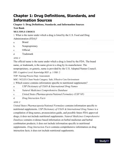 Test Bank For Basic Pharmacology For Nurses, 16e, 16th Edition - Page 1 preview image